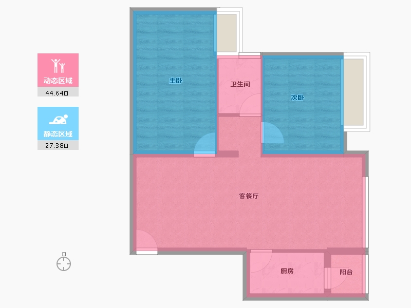 重庆-重庆市-龙湖宸峯-64.72-户型库-动静分区