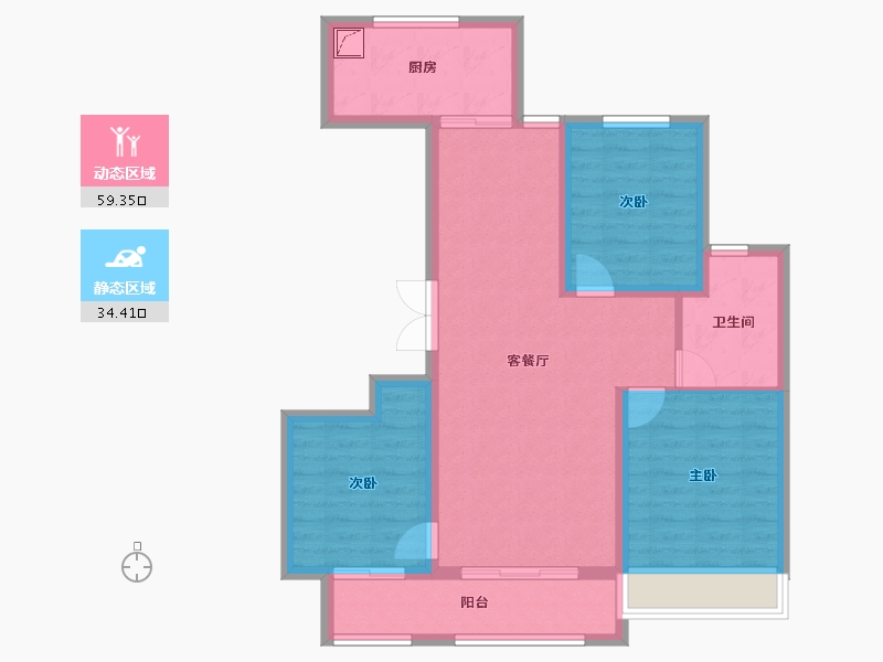 山东省-济宁市-城投绿城·湖畔雲庐-83.55-户型库-动静分区