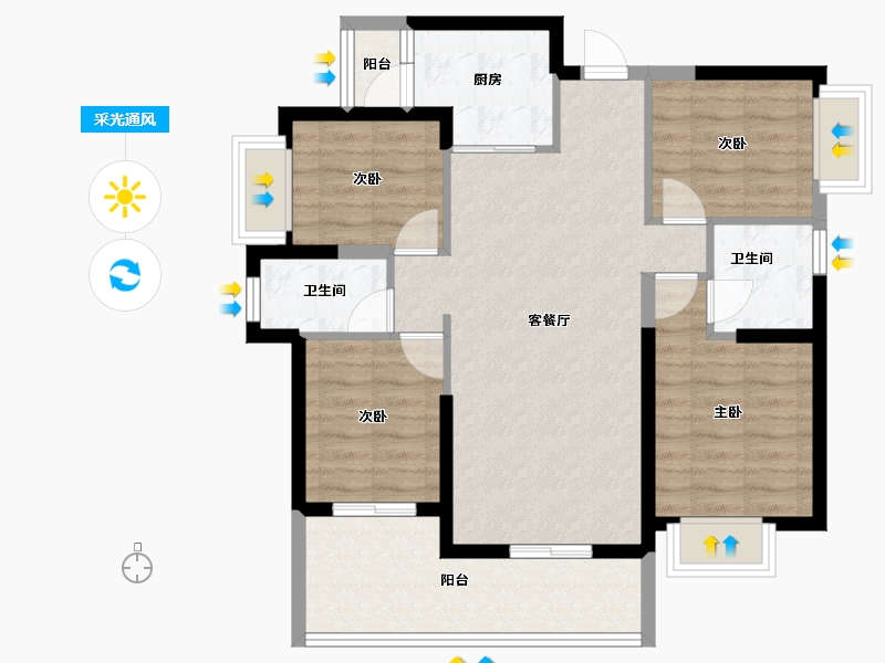 广东省-揭阳市-半岛明珠-85.08-户型库-采光通风