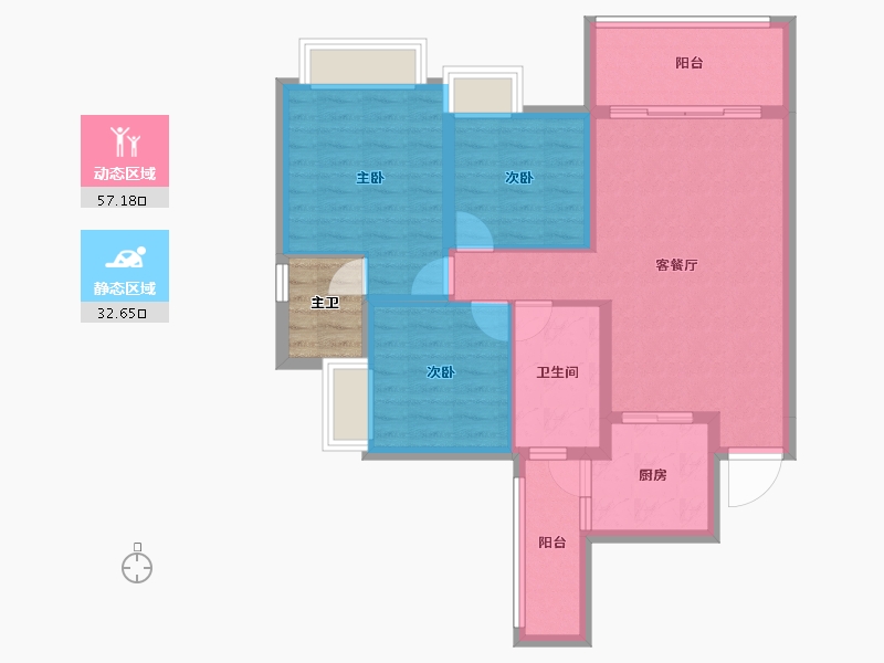 四川省-成都市-天府国际凤.凰城-83.52-户型库-动静分区