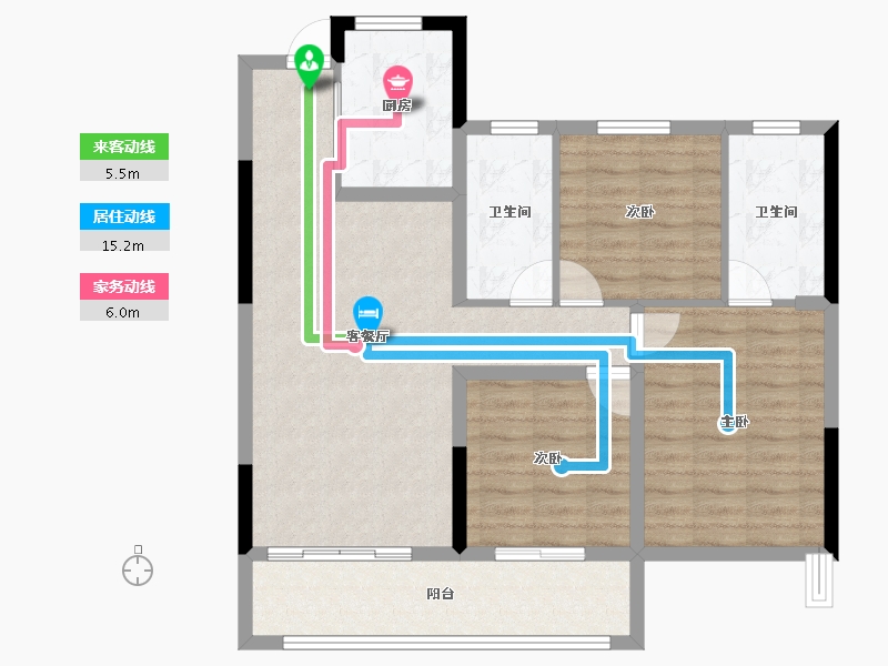 浙江省-温州市-金科·集美华庭-88.00-户型库-动静线