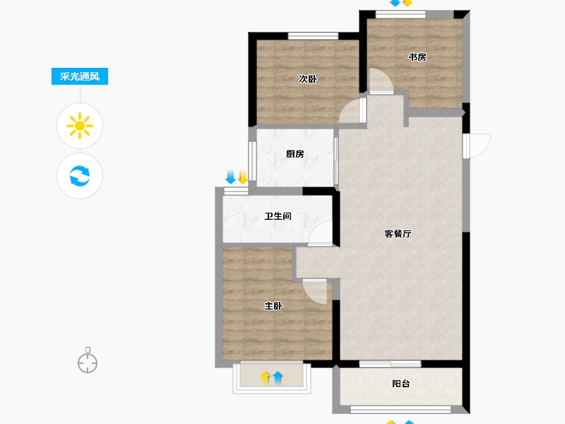 河南省-开封市-枫华西湖湾公园府-76.86-户型库-采光通风