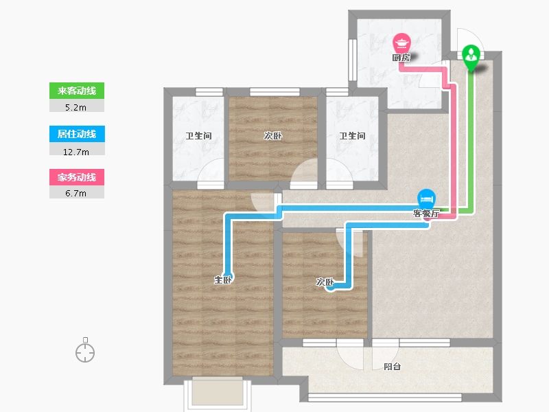 河北省-石家庄市-东胜时间山小区-79.74-户型库-动静线