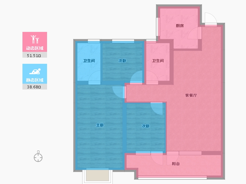 河北省-石家庄市-东胜时间山小区-79.74-户型库-动静分区