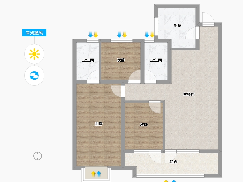 河北省-石家庄市-东胜时间山小区-79.74-户型库-采光通风