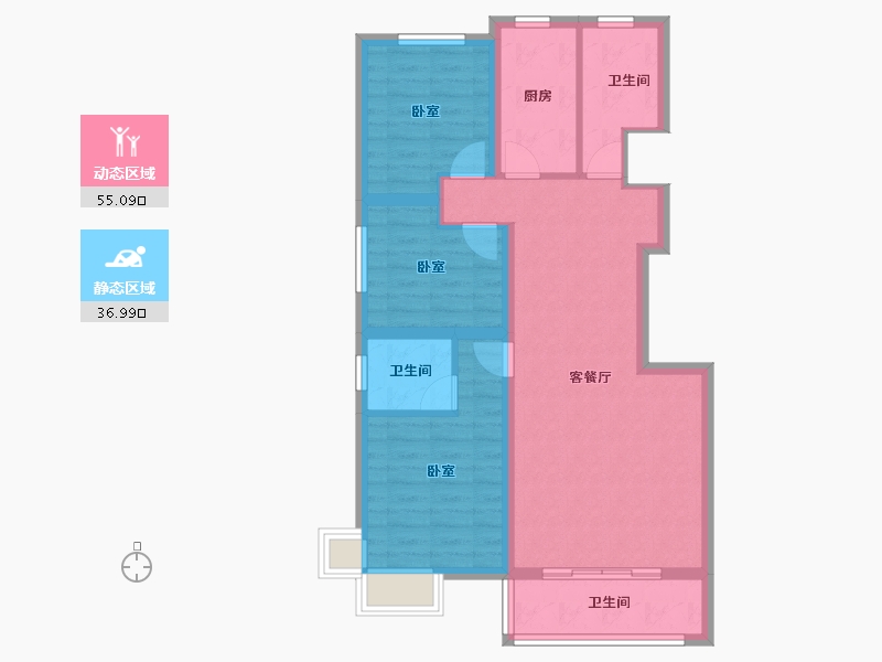 甘肃省-临夏回族自治州-滨河花苑B区-81.79-户型库-动静分区