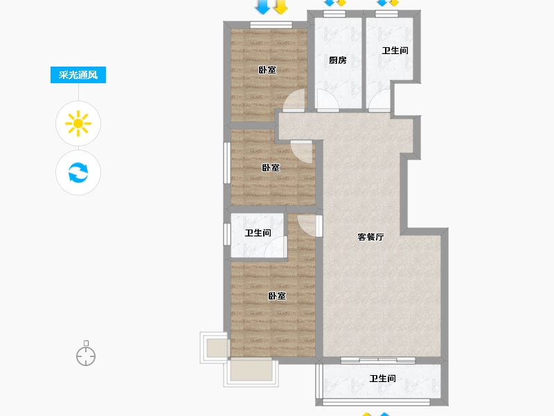 甘肃省-临夏回族自治州-滨河花苑B区-81.79-户型库-采光通风