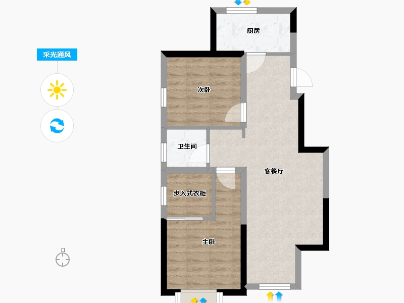 山西省-太原市-金地·都会名悦-57.06-户型库-采光通风