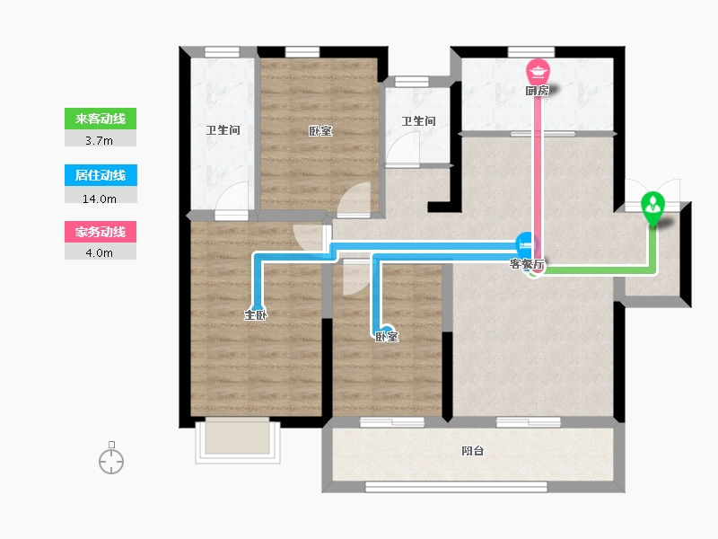 山西省-太原市-荣盛·龙城印象-88.73-户型库-动静线