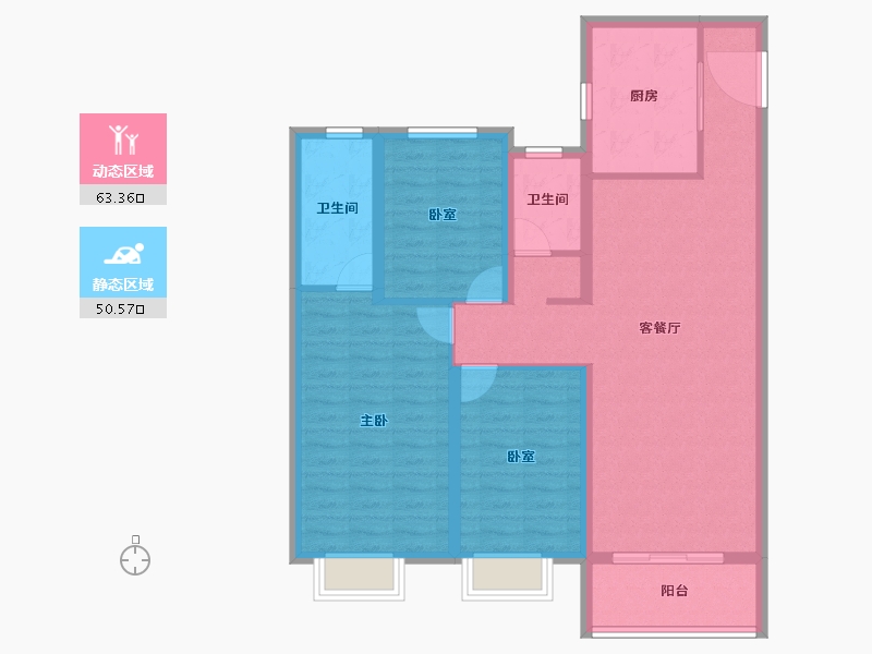 山西省-晋中市-新晋玖里-102.40-户型库-动静分区