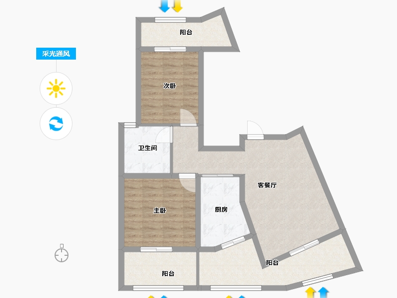 海南省-海口市-美墅湾-82.00-户型库-采光通风