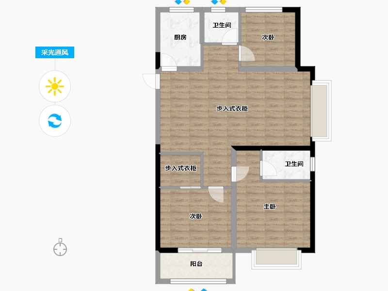 河南省-开封市-枫华西湖湾公园府-90.08-户型库-采光通风