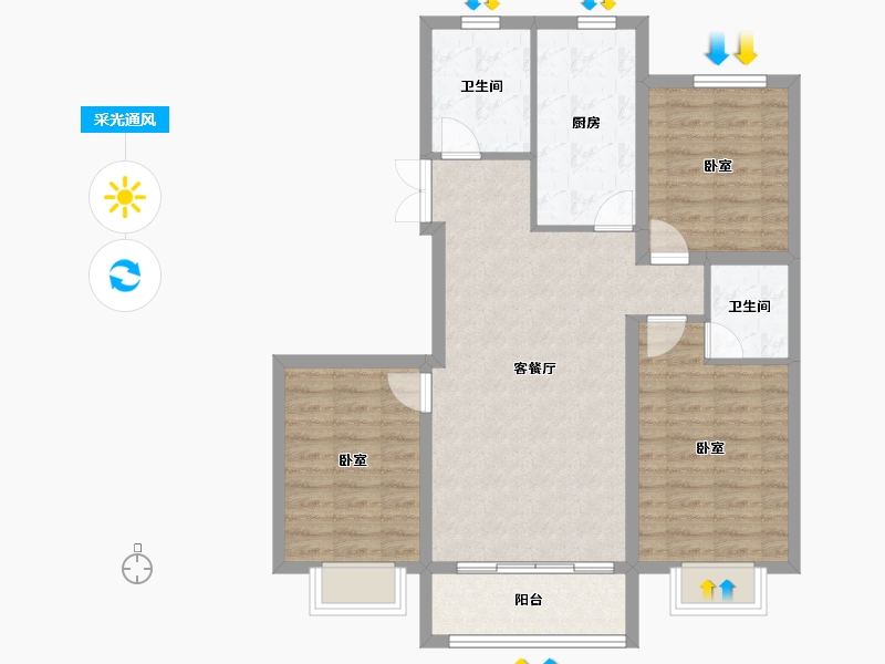 甘肃省-临夏回族自治州-滨河花苑B区-87.81-户型库-采光通风