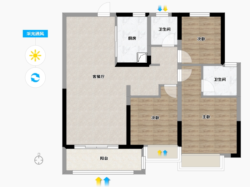 山东省-济南市-保利熙悦-88.00-户型库-采光通风