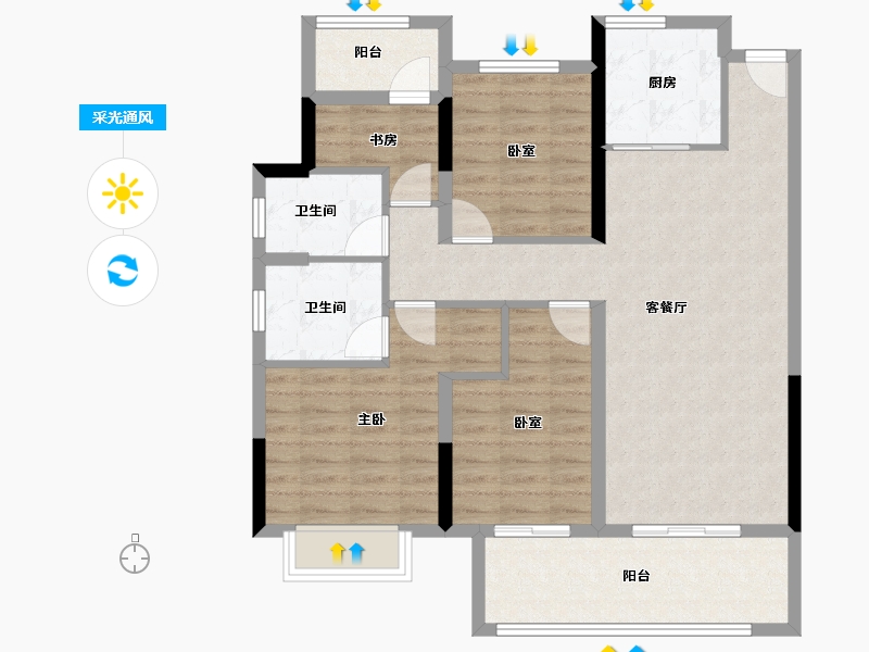 浙江省-温州市-中梁九合名邸-94.40-户型库-采光通风