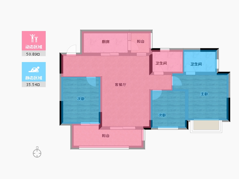 重庆-重庆市-金科美辰-76.00-户型库-动静分区