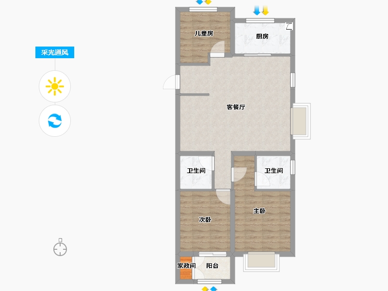 山西省-太原市-保利·悦公馆-77.63-户型库-采光通风