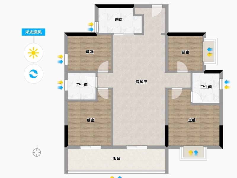 广东省-东莞市-碧桂园銅雀臺三期-101.60-户型库-采光通风