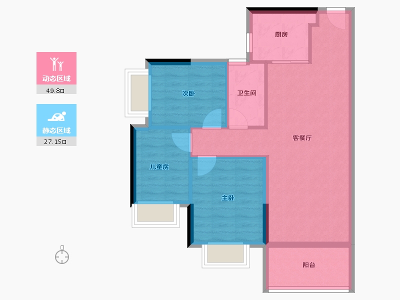 广东省-东莞市-碧桂园銅雀臺三期-68.80-户型库-动静分区