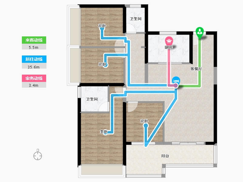 河南省-郑州市-康桥天樾九章-115.07-户型库-动静线