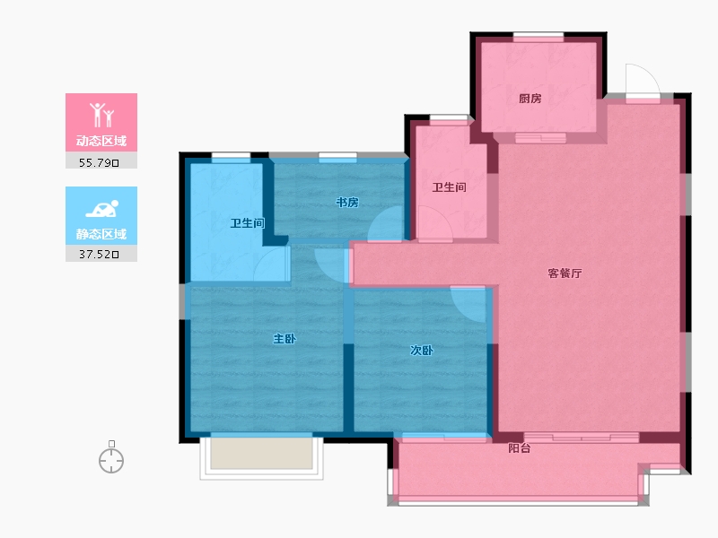 浙江省-湖州市-奥园湖山府-83.15-户型库-动静分区