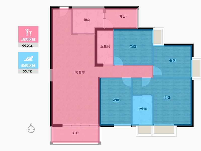 云南省-昆明市-中通世纪峯荟花园-110.26-户型库-动静分区