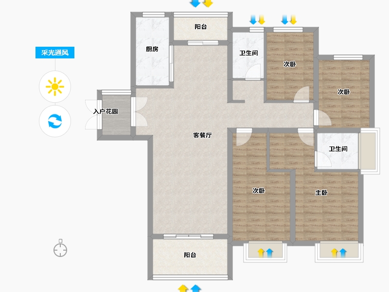 河南省-开封市-枫华西湖湾公园府-117.58-户型库-采光通风