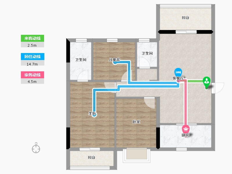 广东省-东莞市-碧桂园銅雀臺三期-85.60-户型库-动静线