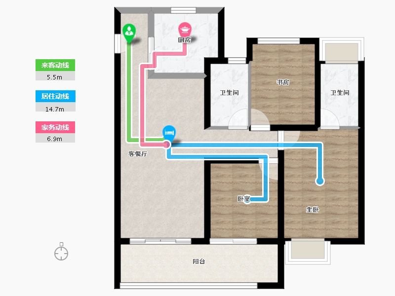 江苏省-无锡市-万科青藤公园-88.00-户型库-动静线