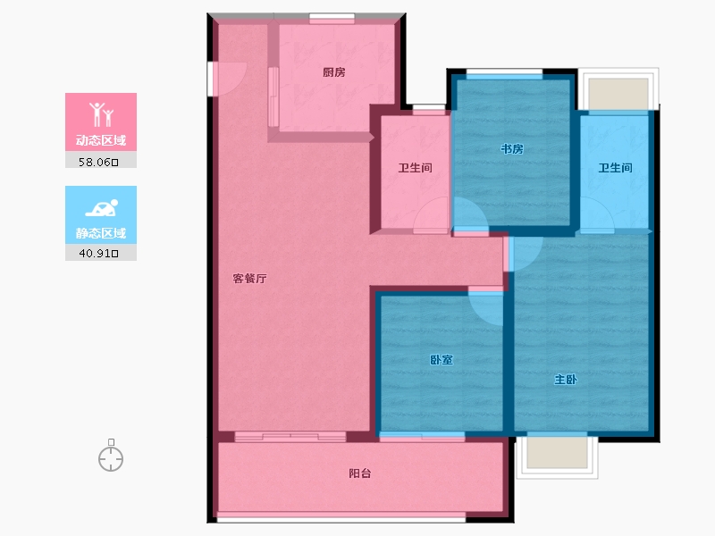 江苏省-无锡市-万科青藤公园-88.00-户型库-动静分区