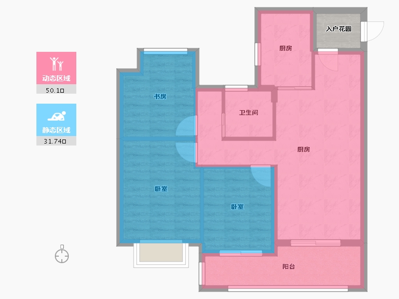 江苏省-无锡市-万科青藤公园-76.00-户型库-动静分区