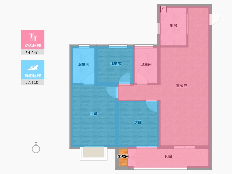 山西省-太原市-保利·悦公馆-82.90-户型库-动静分区