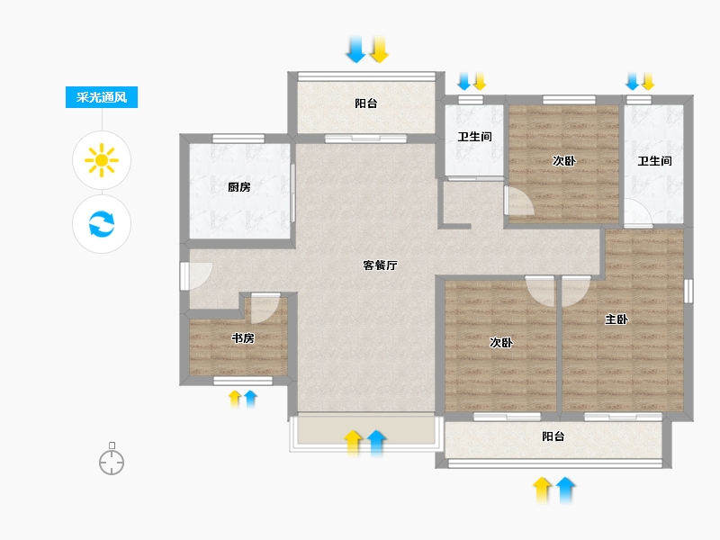 河南省-开封市-枫华西湖湾公园府-109.85-户型库-采光通风