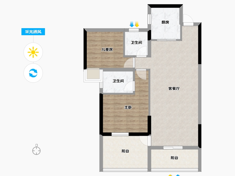 广东省-东莞市-万润中心-81.60-户型库-采光通风