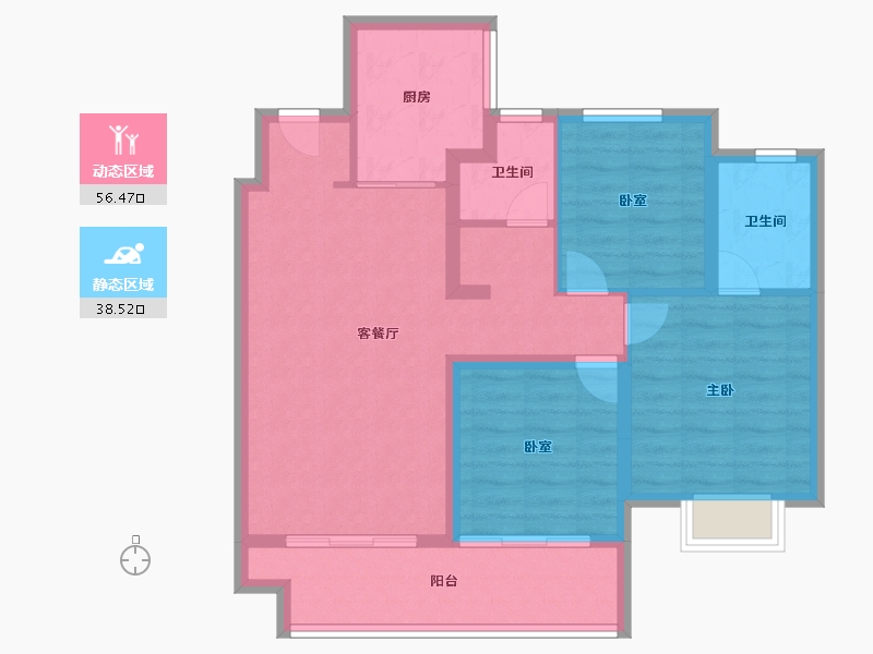 江苏省-常州市-弘阳上坤云峯-84.80-户型库-动静分区