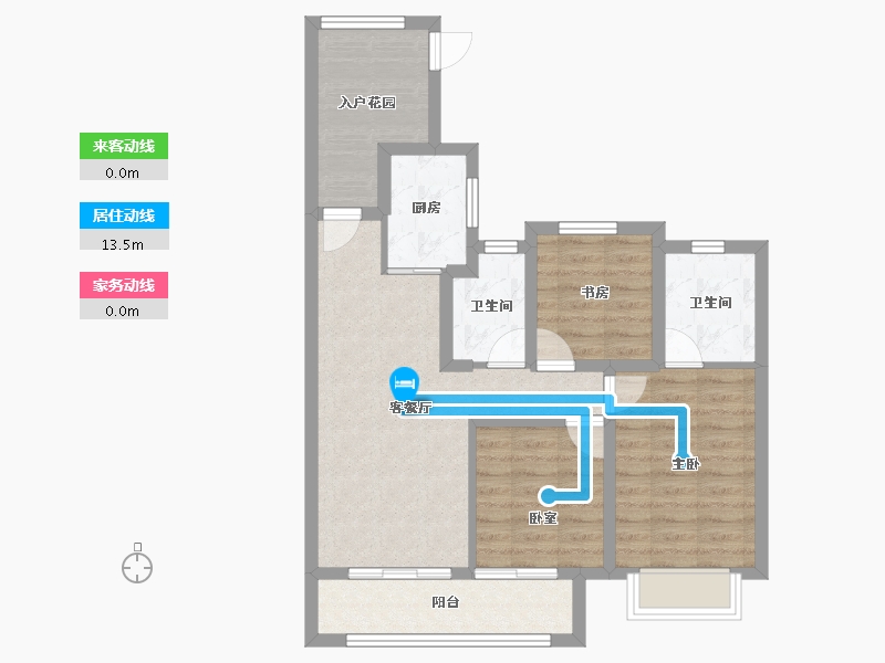 浙江省-温州市-中梁九合名邸-74.40-户型库-动静线