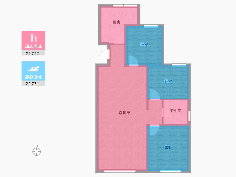 内蒙古自治区-赤峰市-坤厦悦棠湾-71.70-户型库-动静分区