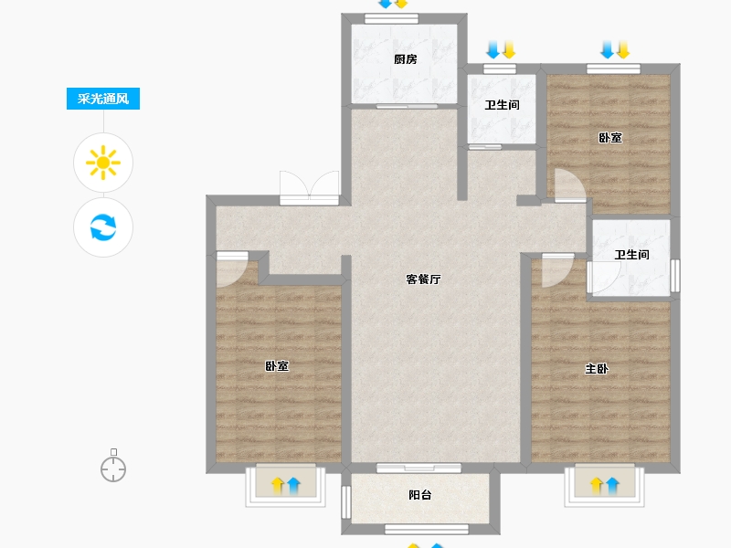 山东省-济南市-玉鑫悦府-100.00-户型库-采光通风