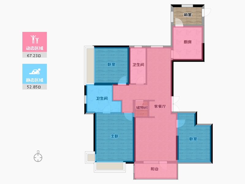 天津-天津市-悦景新世界-112.54-户型库-动静分区