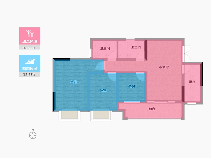 重庆-重庆市-中建滨江星城-71.27-户型库-动静分区