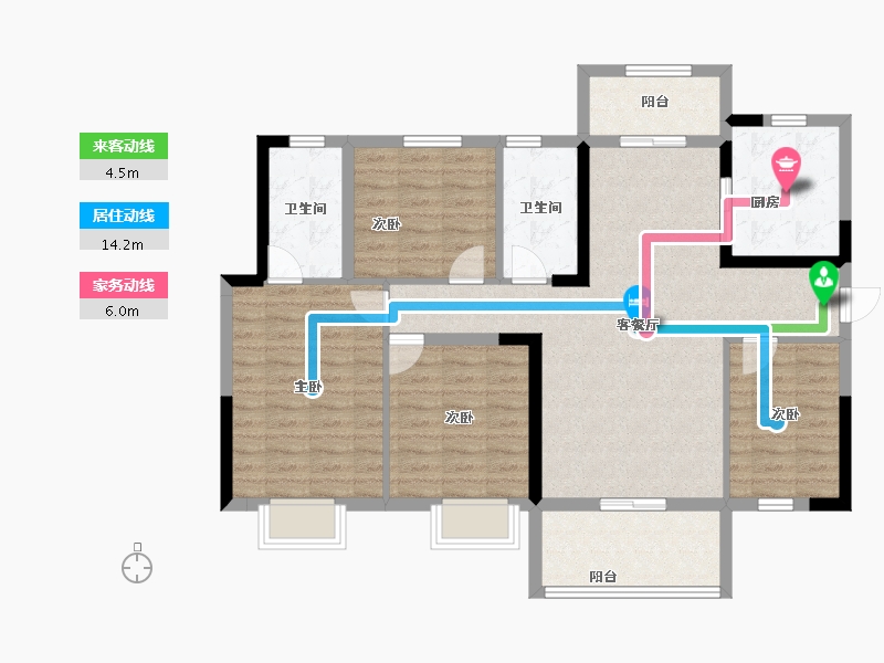 湖南省-长沙市-长沙北中心保利时代-103.20-户型库-动静线