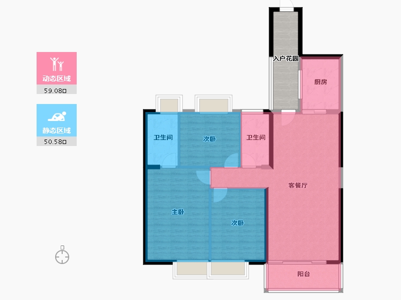 云南省-昆明市-中通世纪峯荟花园-108.01-户型库-动静分区