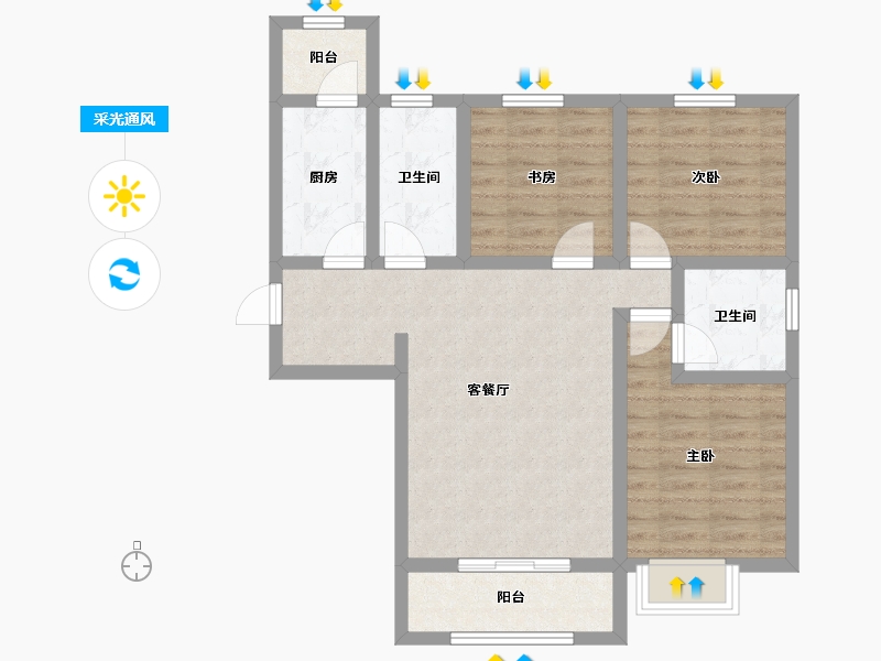 山西省-太原市-荣兴天成-76.57-户型库-采光通风