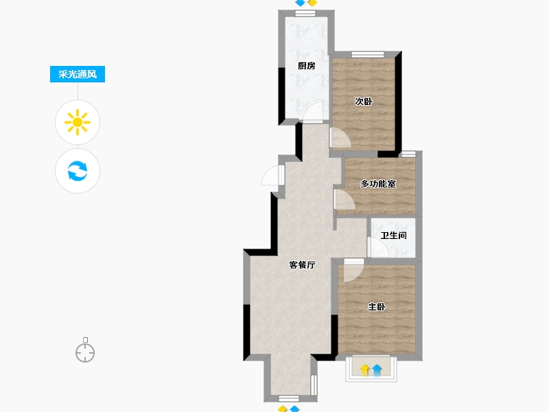 山西省-太原市-金地·都会名悦-61.86-户型库-采光通风