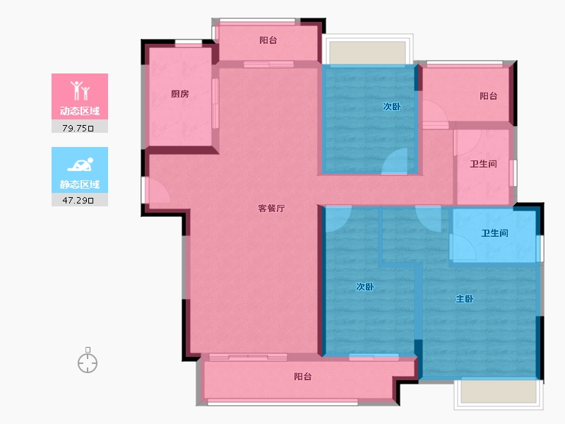 湖南省-长沙市-时代建发和著-113.60-户型库-动静分区