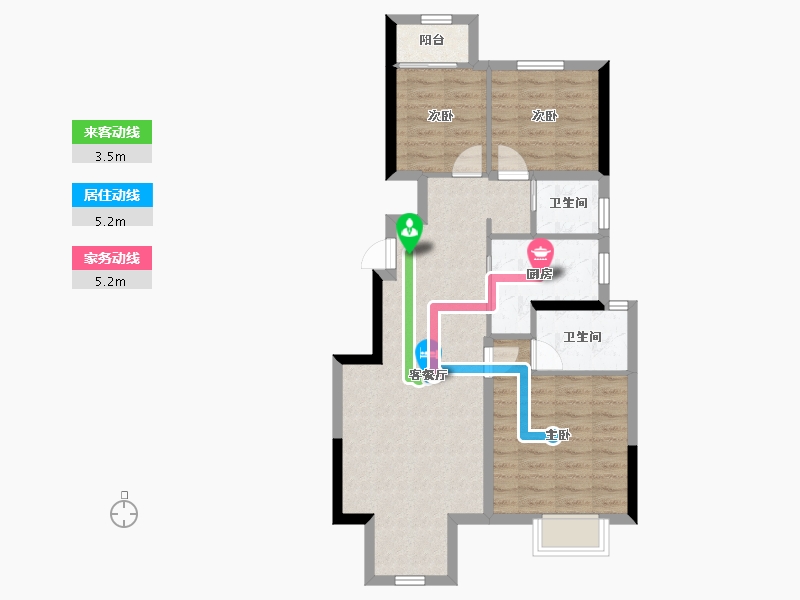 山西省-太原市-金地·都会名悦-72.58-户型库-动静线