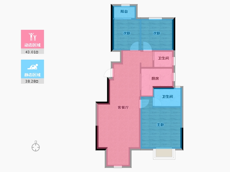 山西省-太原市-金地·都会名悦-72.58-户型库-动静分区