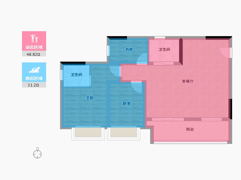 重庆-重庆市-中建滨江星城-70.95-户型库-动静分区