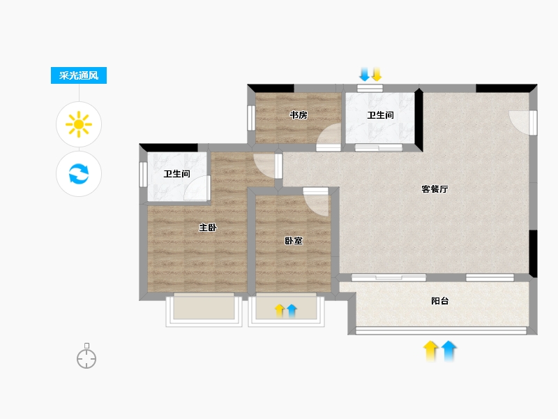 重庆-重庆市-中建滨江星城-70.95-户型库-采光通风