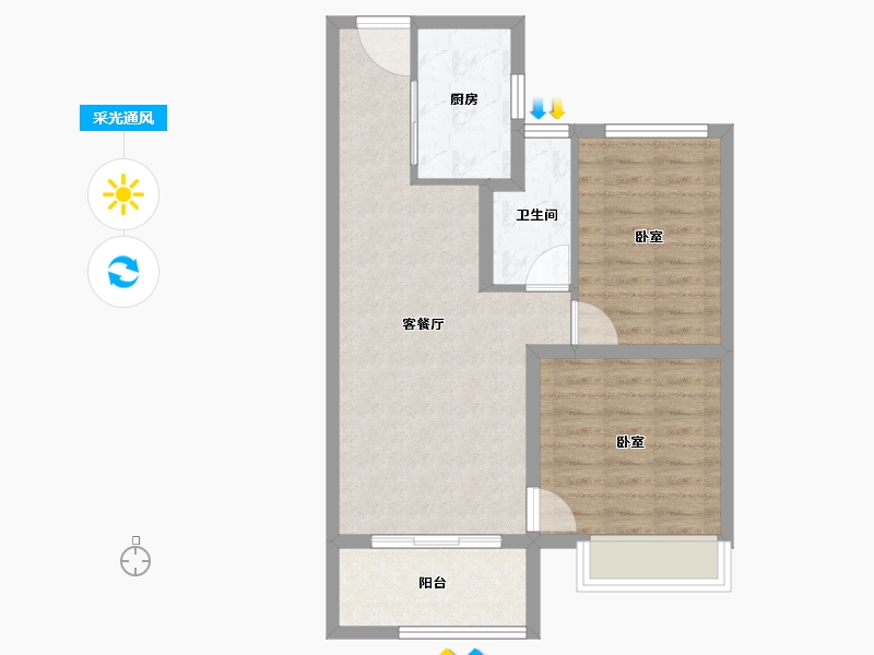 山西省-晋中市-新晋玖里-65.60-户型库-采光通风